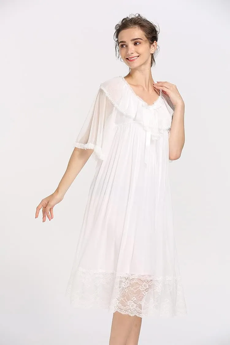 Super Soft Vintage Victorian Palace Style Nightgown Modal Viscose Rayon