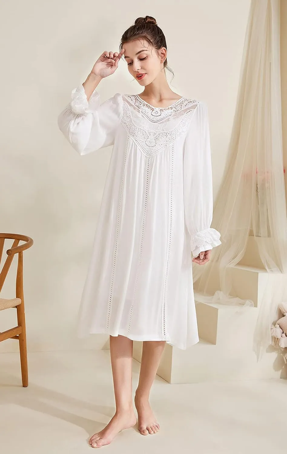 Super Soft Vintage Victorian Palace Style Nightgown Modal Viscose Rayon