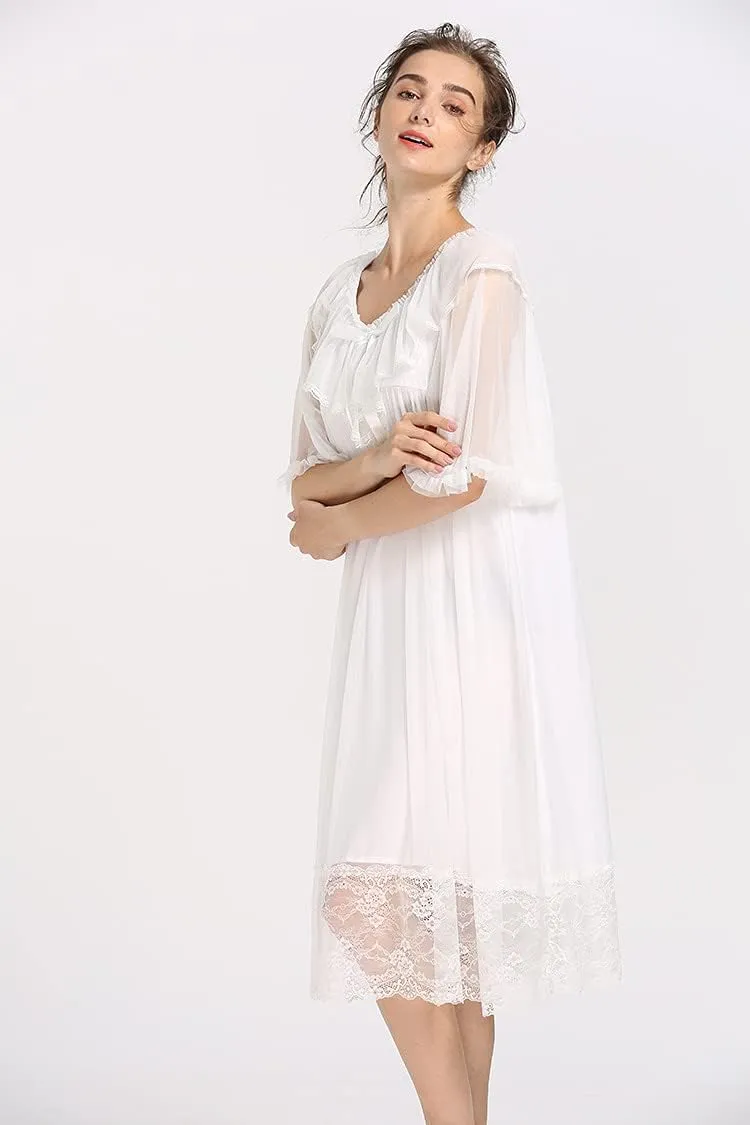 Super Soft Vintage Victorian Palace Style Nightgown Modal Viscose Rayon