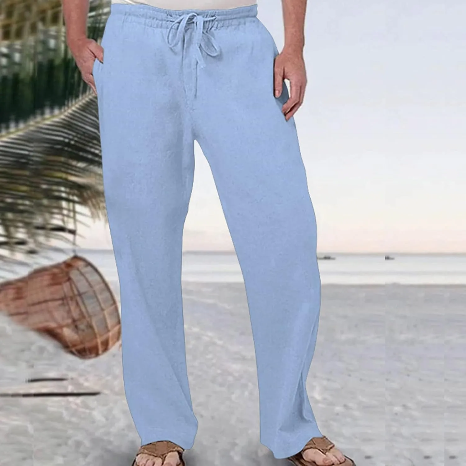 Sweatpants for Men Mens Linen Pants Fashion Casual Pants Loose Yoga Beach Pants Joggers Hiking Outdoor Trousers