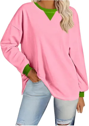Sweatshirts for Women Oversized Loose Hoodie Long Sleeve Crew Neck Drop Shoulder Pullover Fall Womens Fashion Top