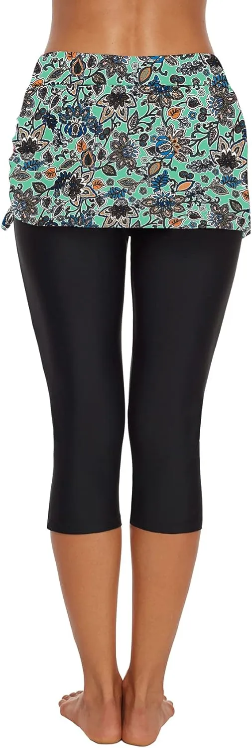 Swimming Water Pants Skirted Swim Shorts Cropped Capri Surf Leggings Wetsuit Pants UV Boardshorts for Women