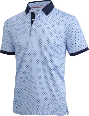 SWISSWELL Mens Golf Shirt Short Sleeve Moisture Wicking Print Polo Shirts for Men Performance Collared Summer Athletic Tshirt