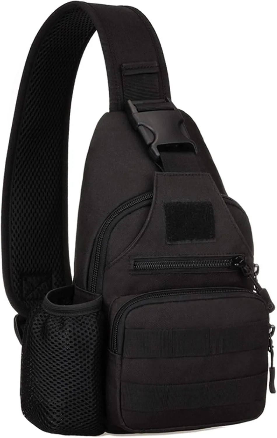 Tactical Military Chest Sling Bag Water Resistant MOLLE Shoulder Backpack Mens One Strap Daypack with Water Bottle Holder