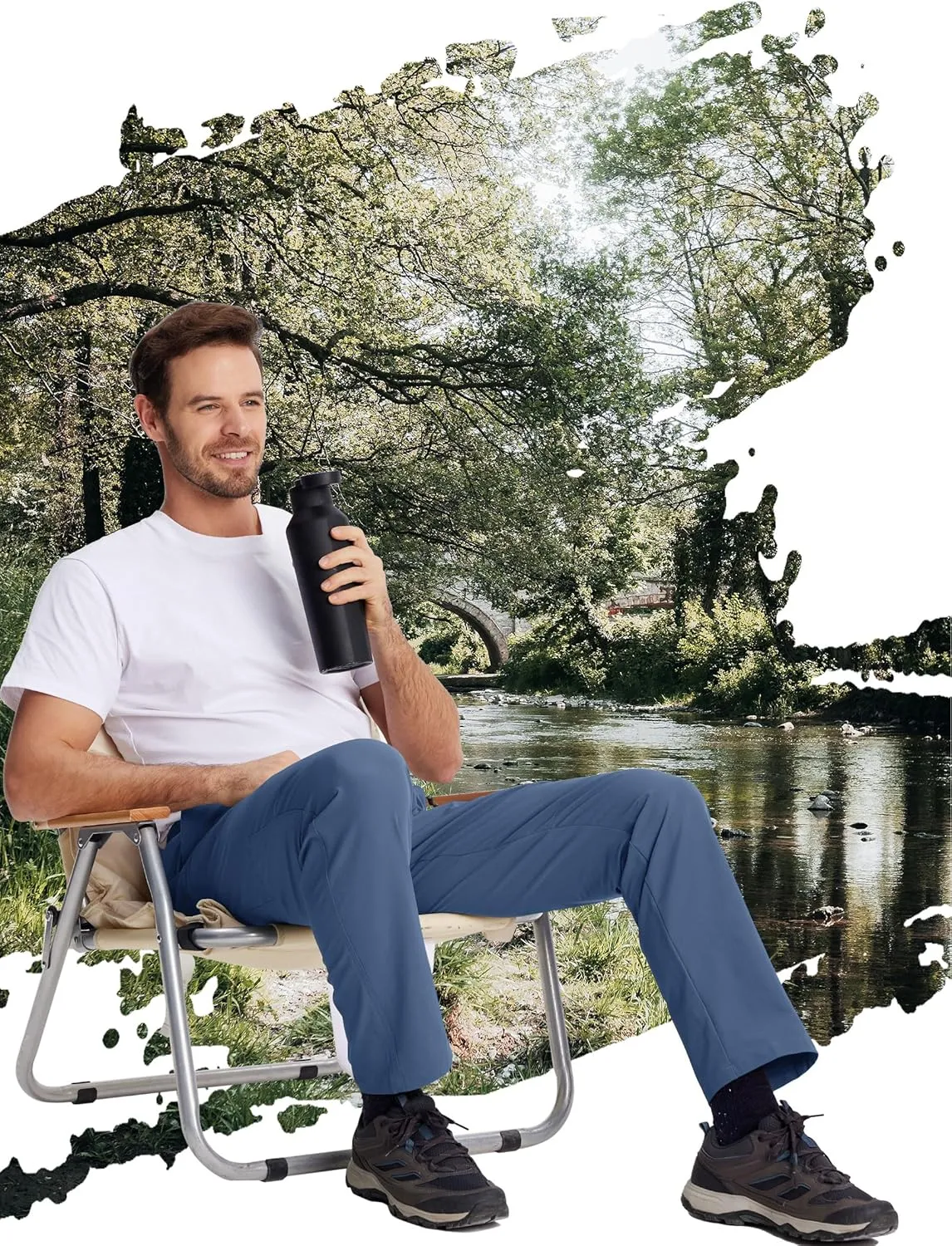 TACVASEN Men's Hiking Cargo Pants with 6 Pockets Lightweight Water Resistant Quick Dry Travel Work Pants Tactical Outdoor