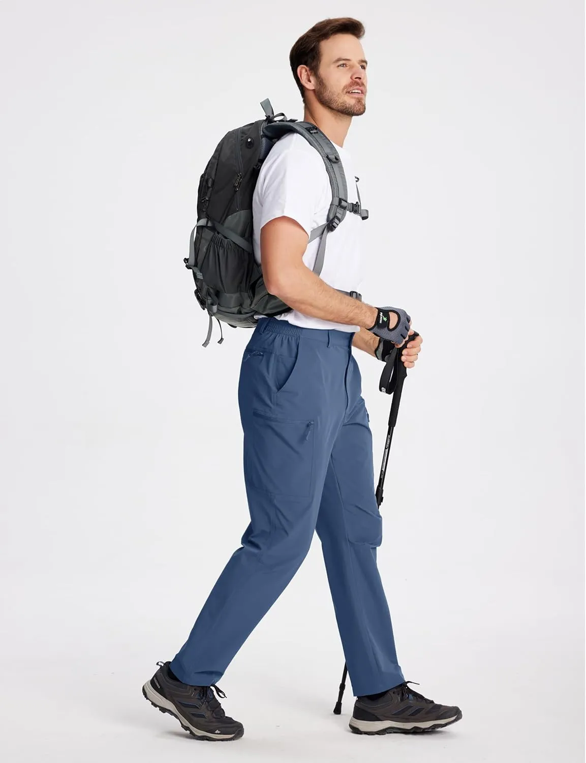 TACVASEN Men's Hiking Cargo Pants with 6 Pockets Lightweight Water Resistant Quick Dry Travel Work Pants Tactical Outdoor