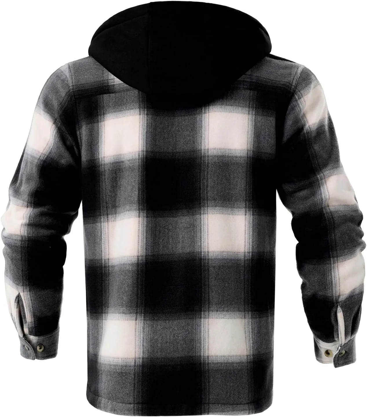 TanBridge Men's Cotton Plaid Shirts Jacket Full Zip Fleece Flannel Sherpa Lined Hoodies Heavyweight Hoodies Jacket for Men