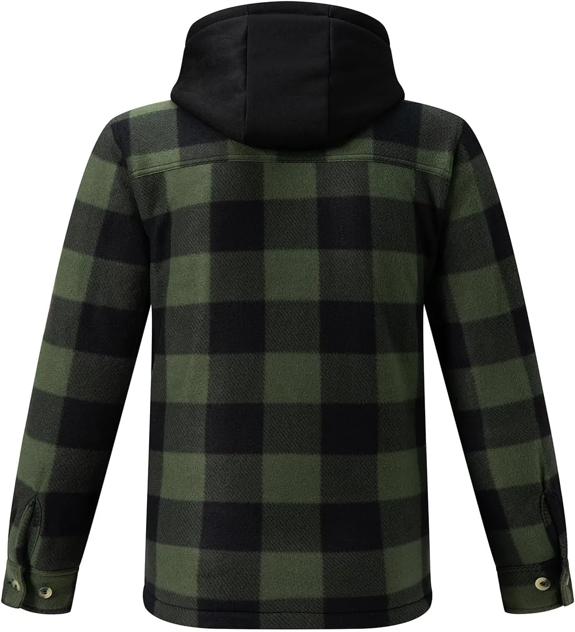 TanBridge Men's Cotton Plaid Shirts Jacket Full Zip Fleece Flannel Sherpa Lined Hoodies Heavyweight Hoodies Jacket for Men