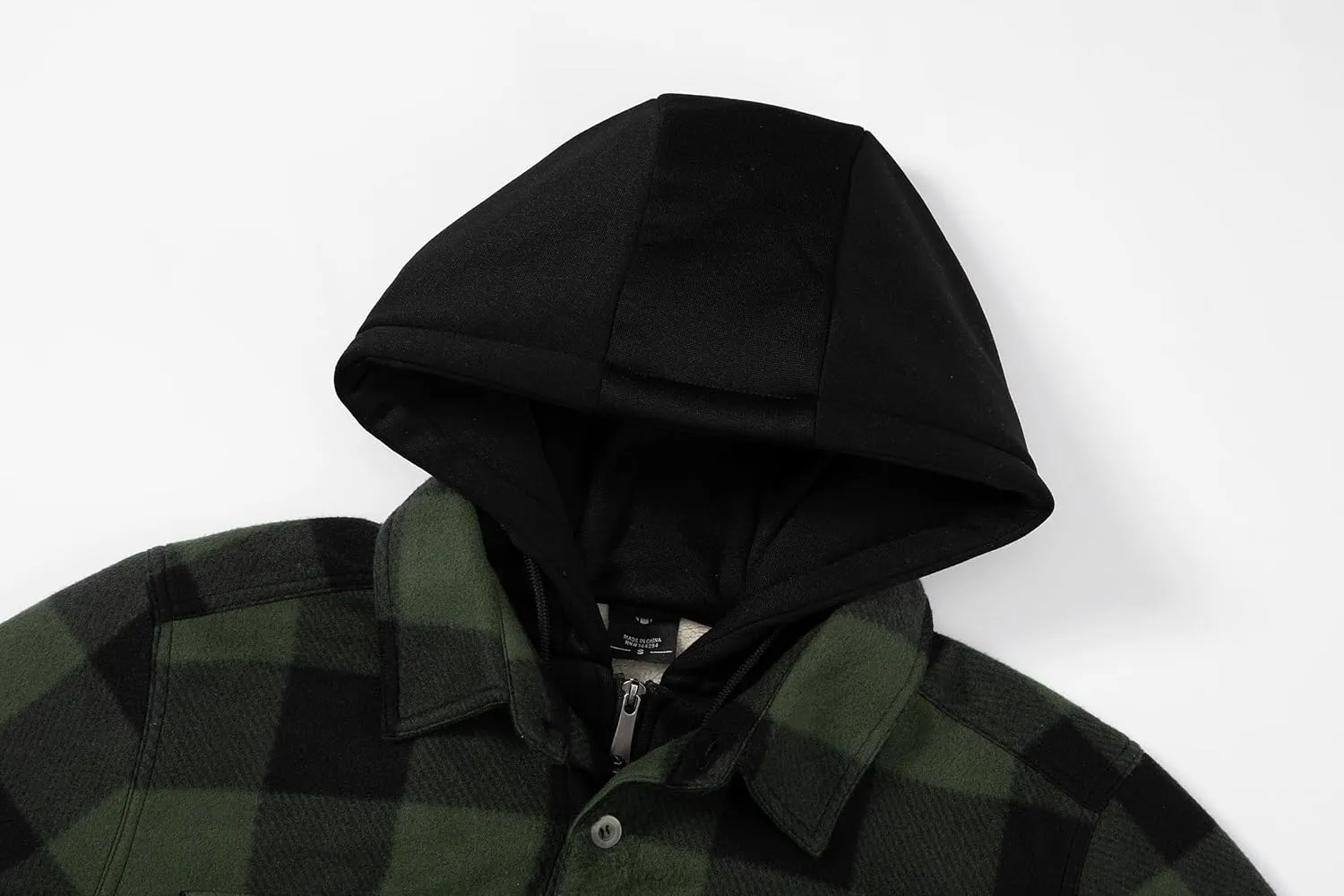 TanBridge Men's Cotton Plaid Shirts Jacket Full Zip Fleece Flannel Sherpa Lined Hoodies Heavyweight Hoodies Jacket for Men