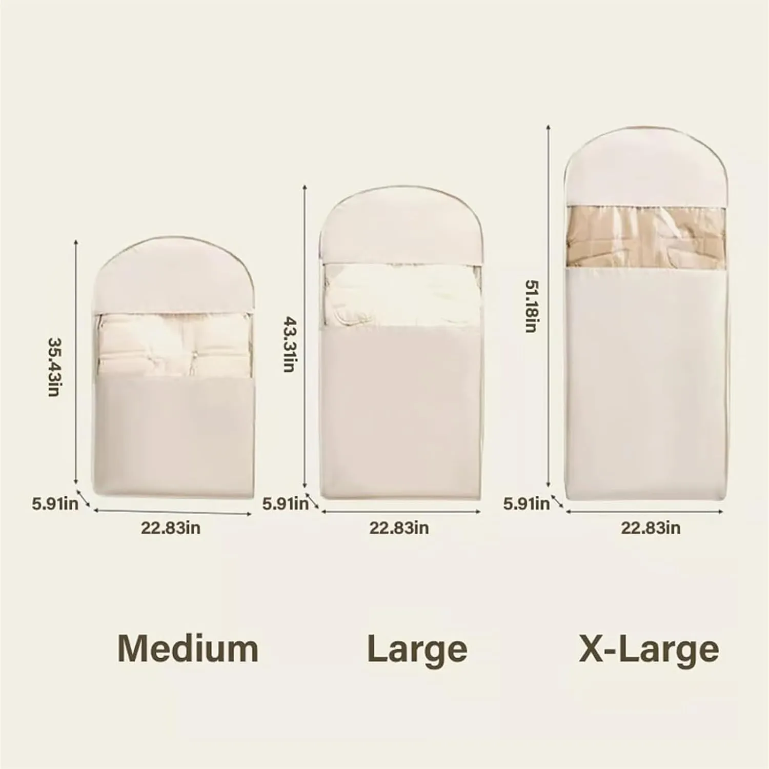 Taprinferior Hanging Garment Bag, Tapinterior Garment Bag, Space Saving Hanging Garment Bags with Self Compression Zipper (Beige, Large)