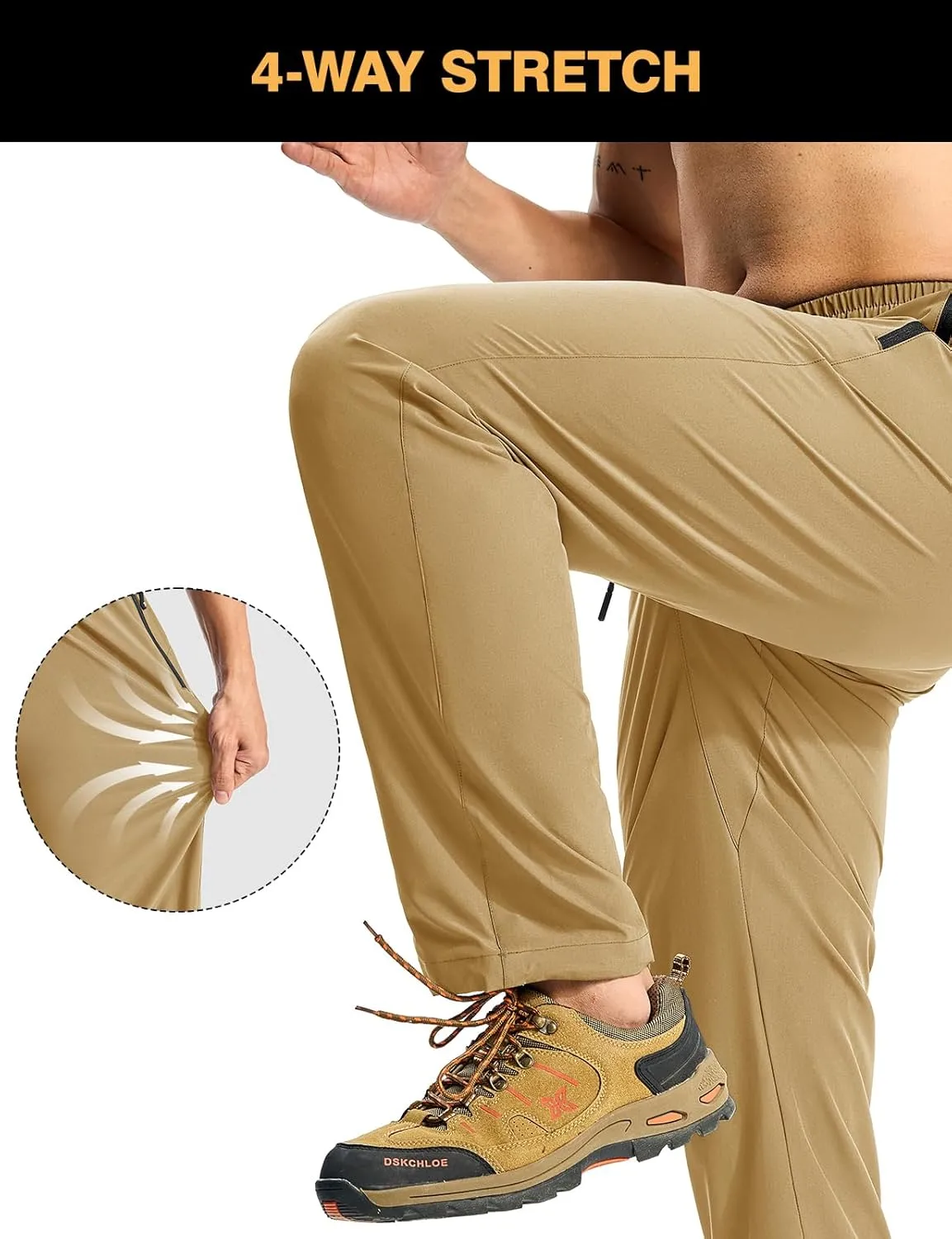 TBMPOY Mens Lightweight Hiking Pants Quick Dry Travel Fishing Water Resistant Workout Athletic Sweatpants Zipper Pockets