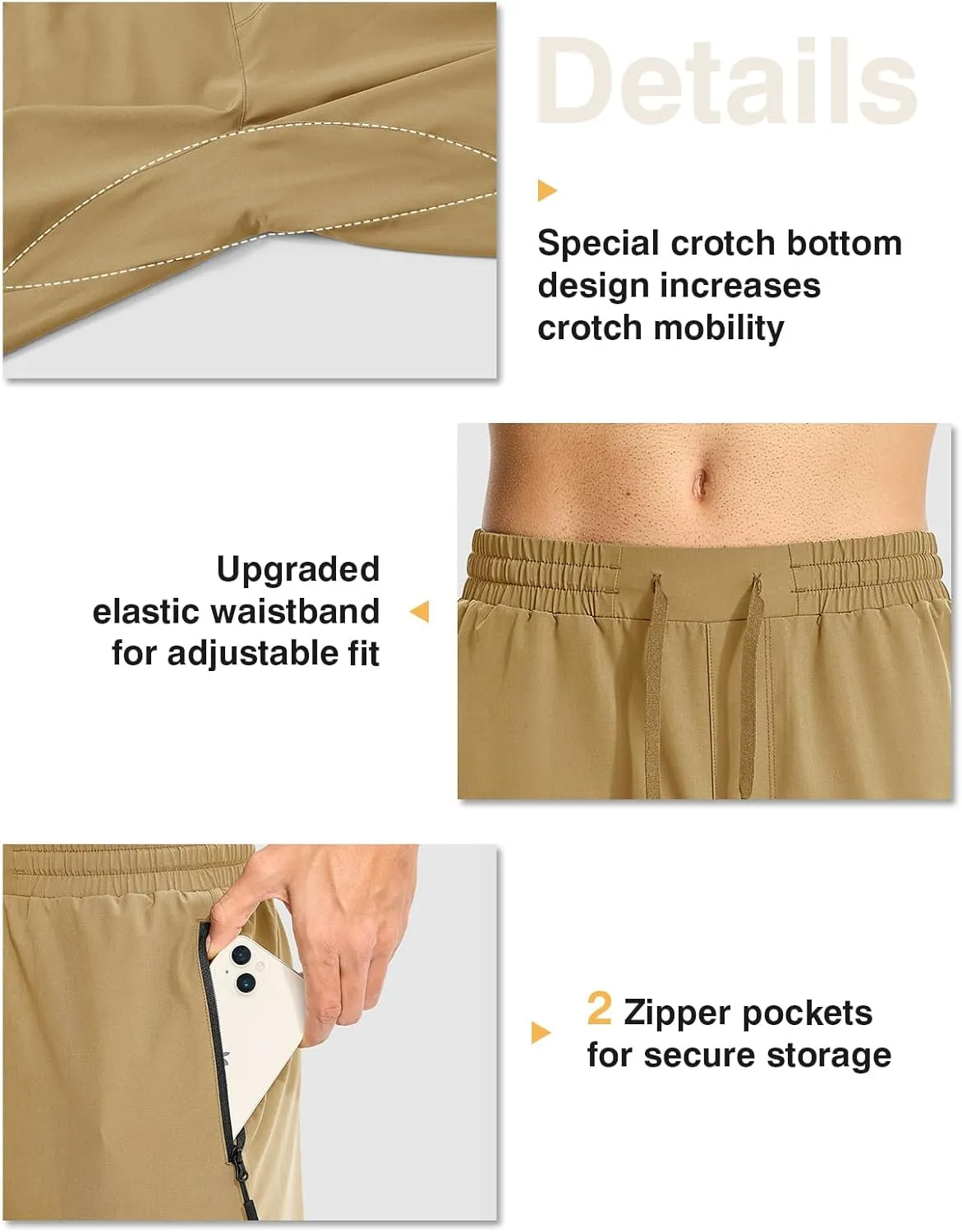 TBMPOY Mens Lightweight Hiking Pants Quick Dry Travel Fishing Water Resistant Workout Athletic Sweatpants Zipper Pockets