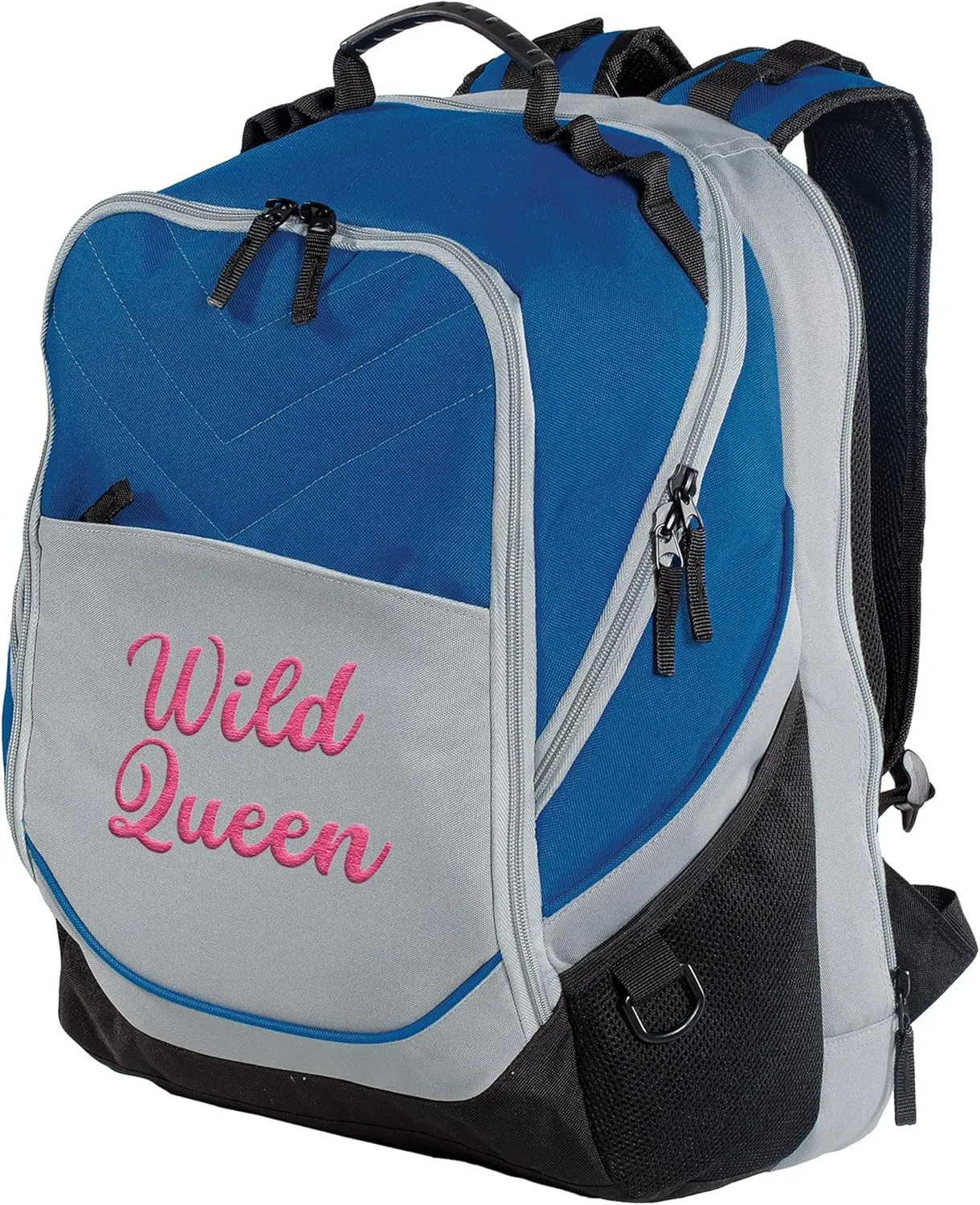 TEEAMORE Custom Travel Laptop Backpack Add Your Embroidered Text Computer Water Resistant Bag Royal Grey Black