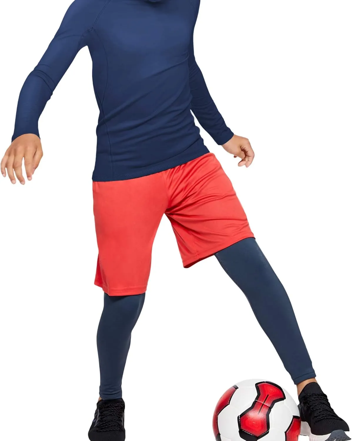 TELALEO 4, 3, 2, 5/1 Pack Boys' Girls' Compression Shirts Youth Long Sleeve Undershirt Sports Moisture Wicking Baselayer