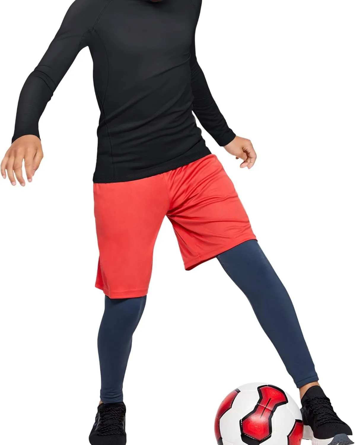 TELALEO 4, 3, 2, 5/1 Pack Boys' Girls' Compression Shirts Youth Long Sleeve Undershirt Sports Moisture Wicking Baselayer