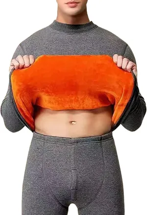 Thermal Underwear for Men Long Johns Simple Solid Color Thick Thermal Underwear Set Leggings Base Layer Cold Weather