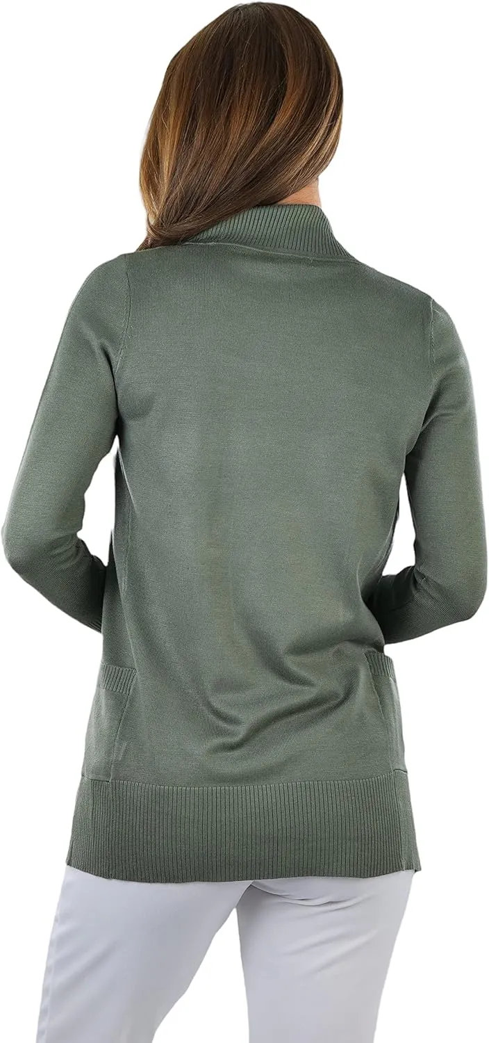 ToBeInStyle Women's Long Sleeve Rib Banded Open Sweater Cardigan