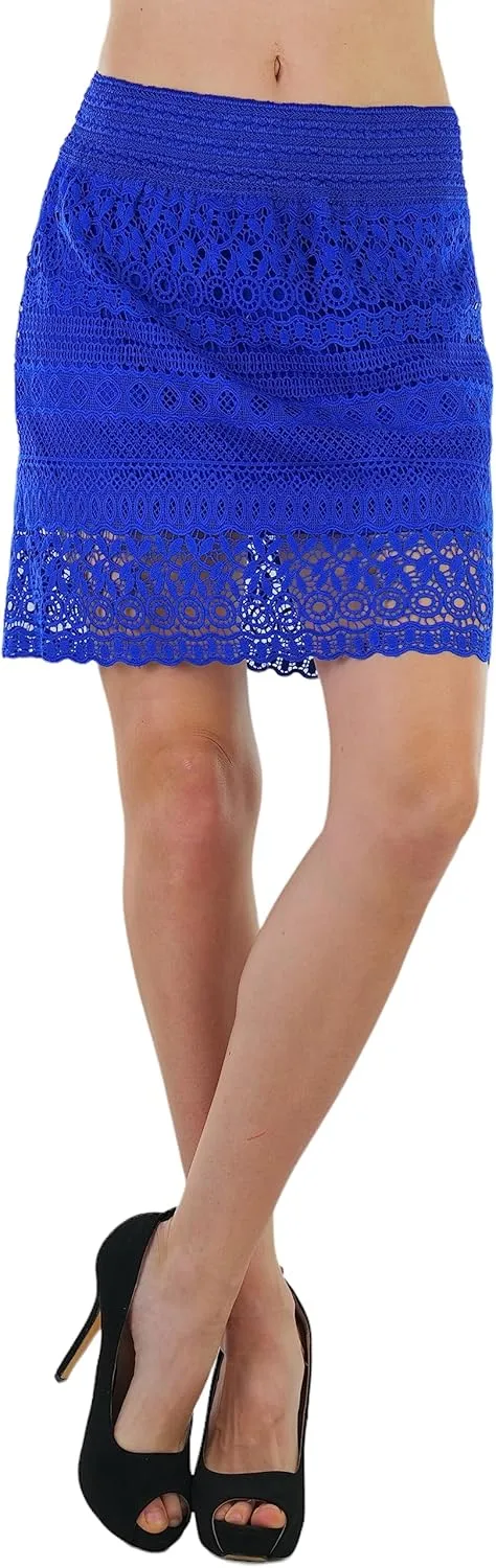 ToBeInStyle Womens Spring and Summer Above Knee Length Lace Lined Knit Skirts