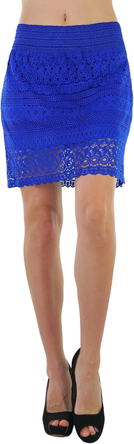 ToBeInStyle Womens Spring and Summer Above Knee Length Lace Lined Knit Skirts