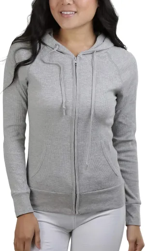 ToBeInStyle Womens Velour Terry Active Cropped Zip-Up Jacket with Hood