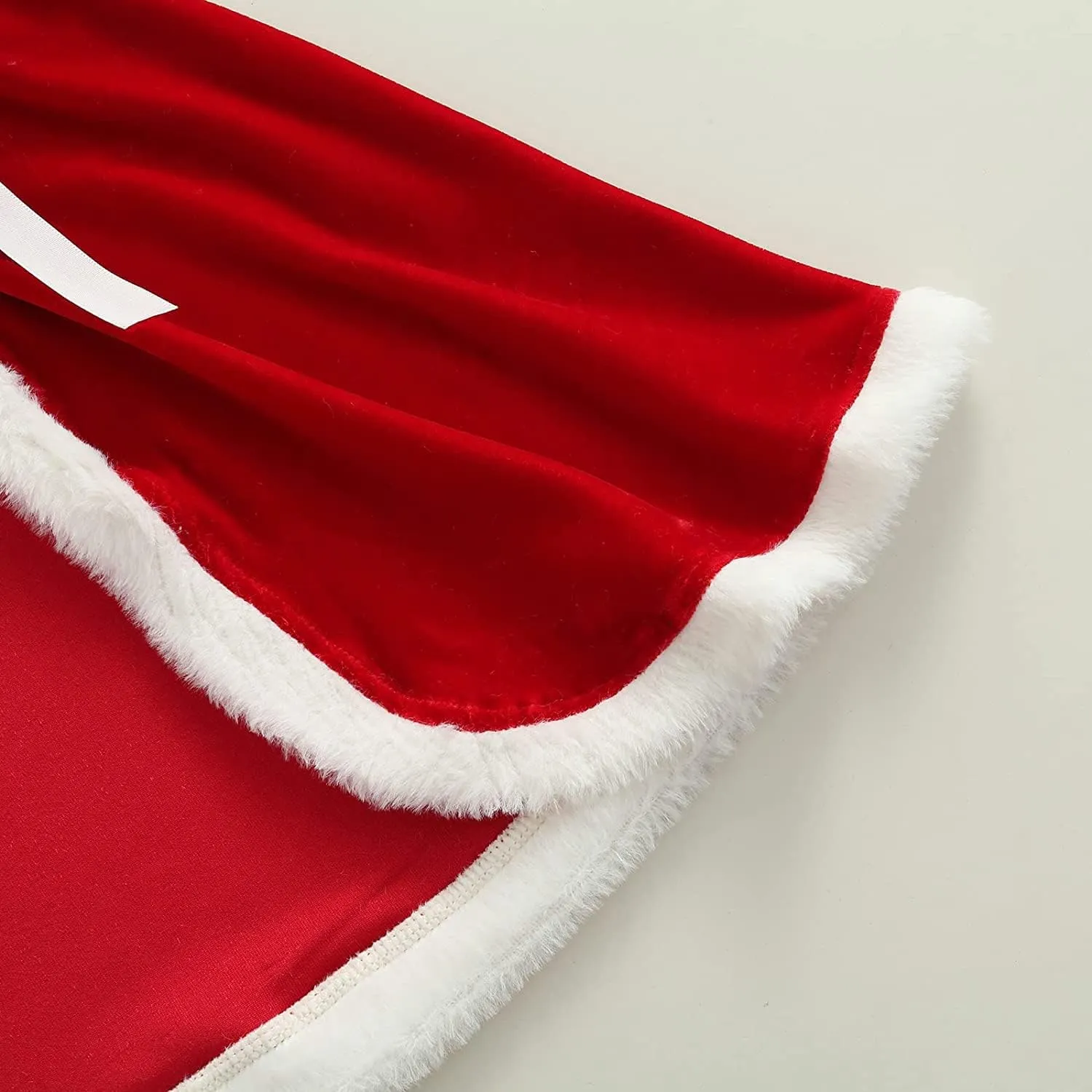 Toddler Baby Girls Christmas Costumes Santa Claus Red Hooded Cloak Velvet Cape Poncho Coat Dress-up Clothes