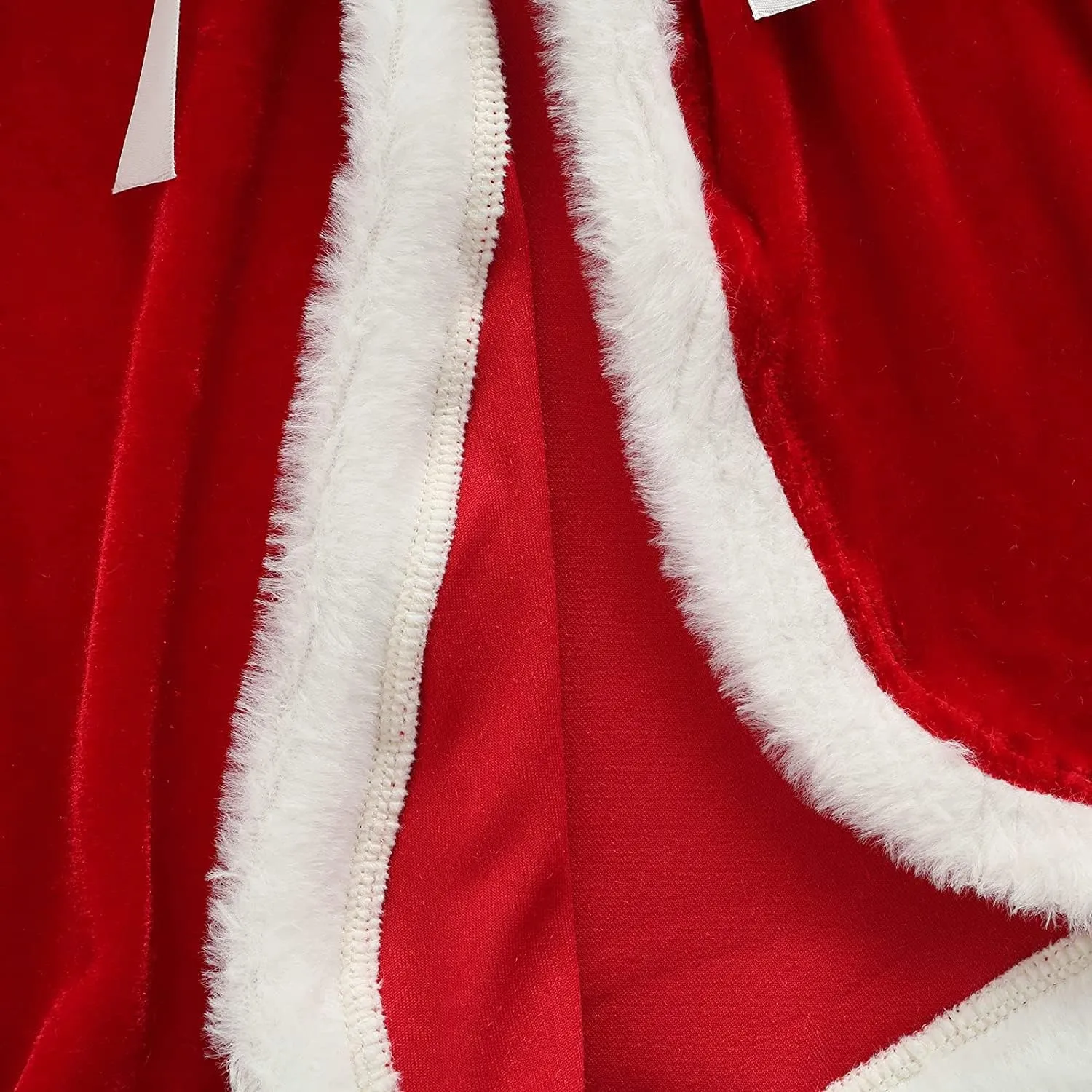 Toddler Baby Girls Christmas Costumes Santa Claus Red Hooded Cloak Velvet Cape Poncho Coat Dress-up Clothes