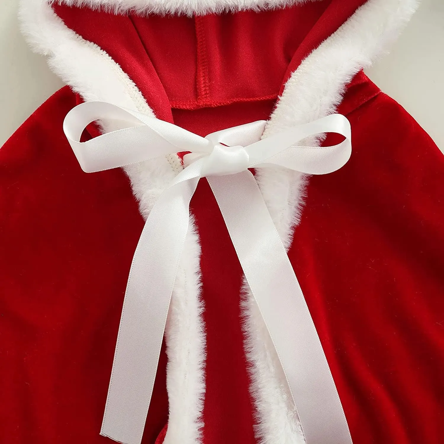 Toddler Baby Girls Christmas Costumes Santa Claus Red Hooded Cloak Velvet Cape Poncho Coat Dress-up Clothes