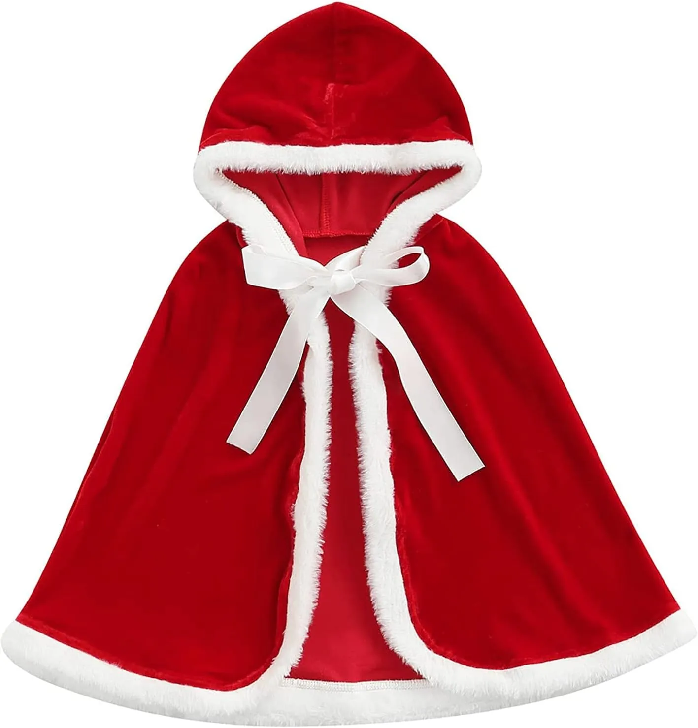Toddler Baby Girls Christmas Costumes Santa Claus Red Hooded Cloak Velvet Cape Poncho Coat Dress-up Clothes
