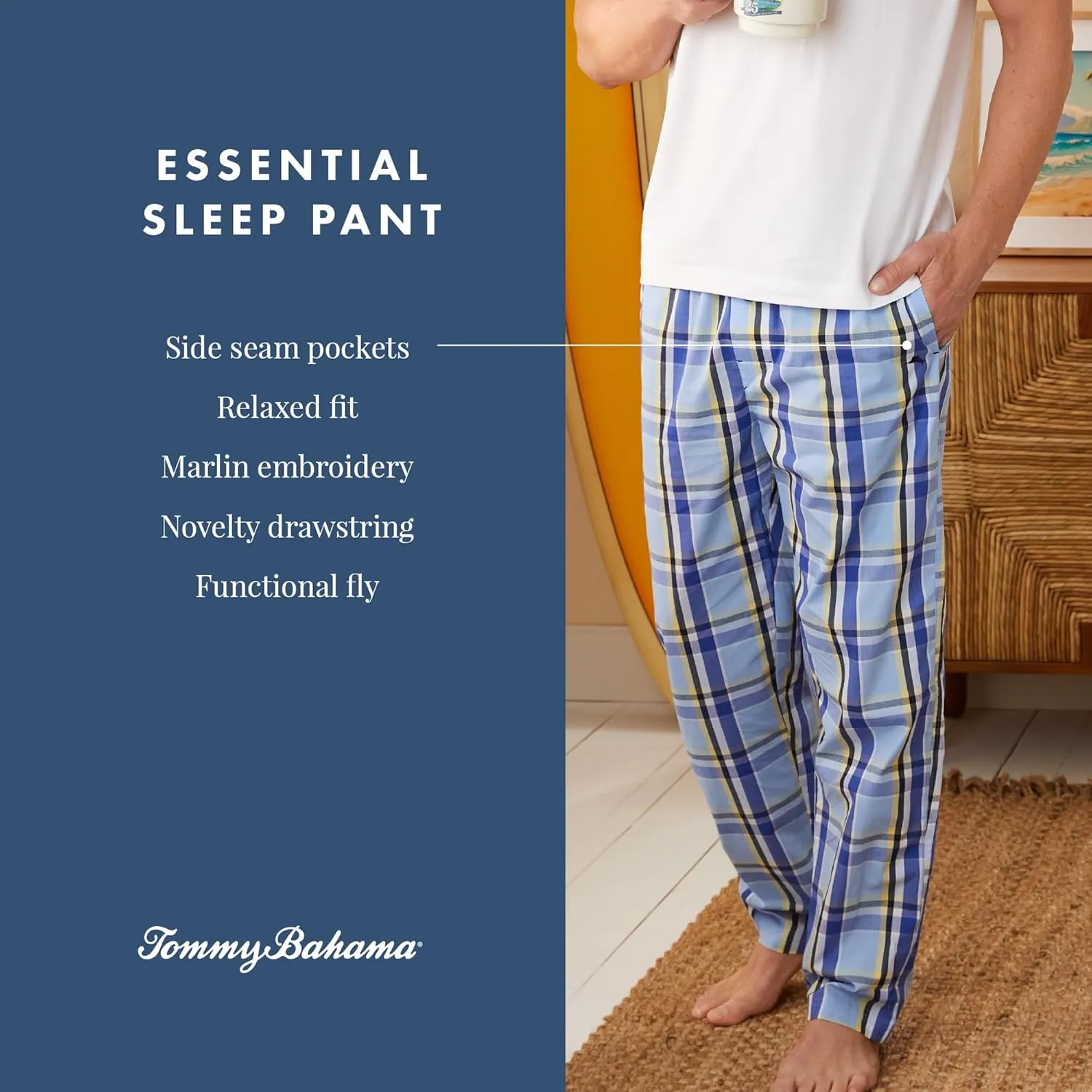 Tommy Bahama - Men's Essential Printed Sleep Pant, Woven Pajama Pants for Sleep or Lounge