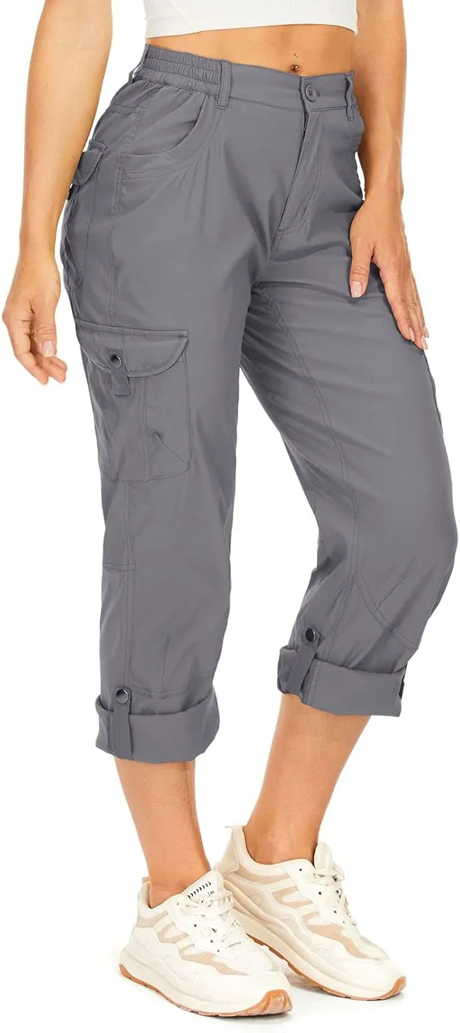 Toomett Women's Hiking Cargo Pants convertible Quick Dry UPF50  Waterproof capri Fishing Safari Travel Pants