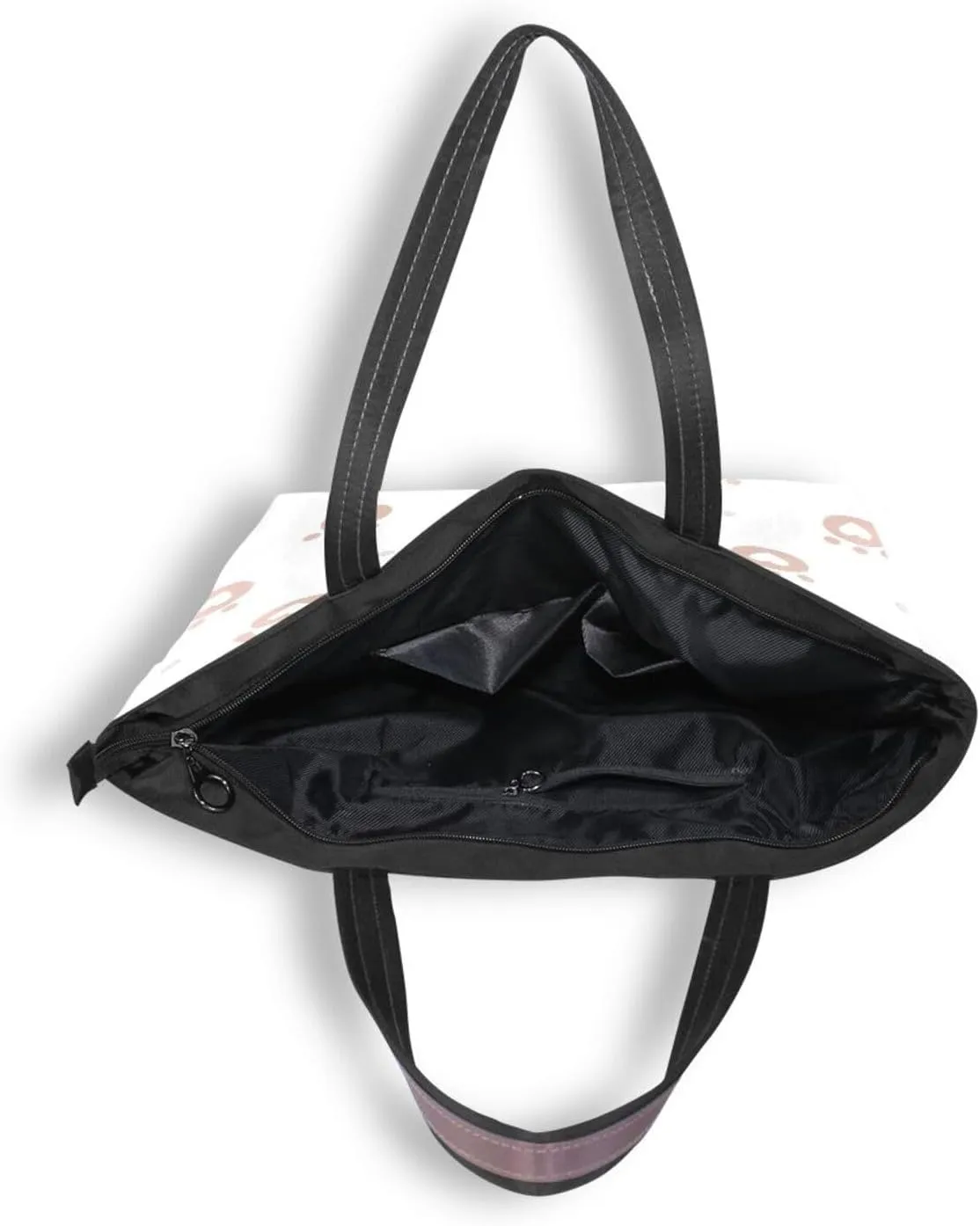 Tote Bags Reusable Water Resistant Grocery With Top Zipper Closure Shoulder Bag 2 Sizes Pattern 1