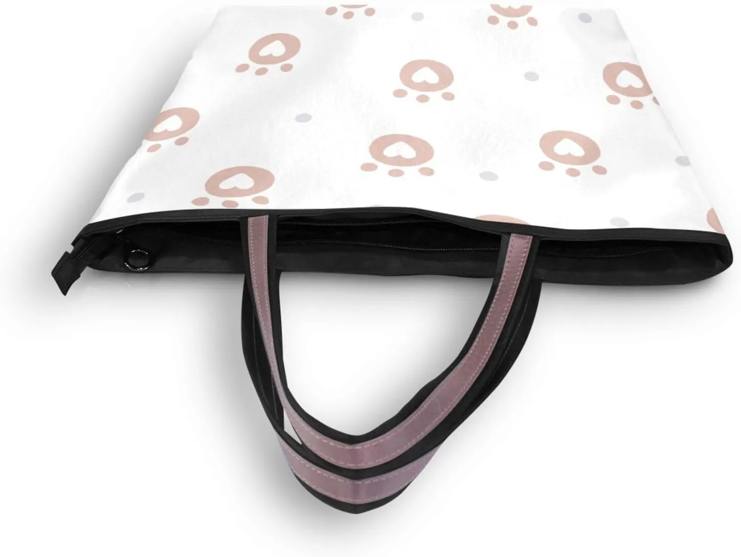 Tote Bags Reusable Water Resistant Grocery With Top Zipper Closure Shoulder Bag 2 Sizes Pattern 1