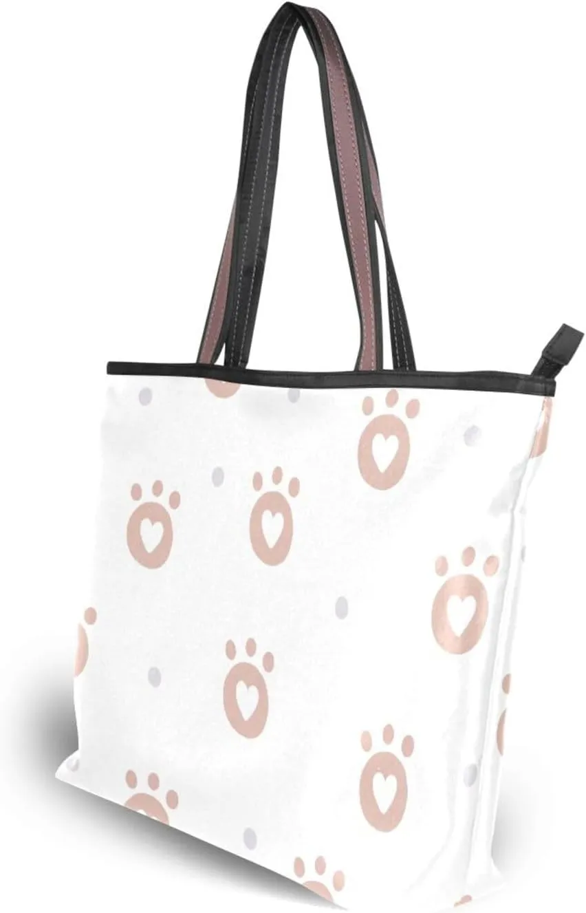 Tote Bags Reusable Water Resistant Grocery With Top Zipper Closure Shoulder Bag 2 Sizes Pattern 1