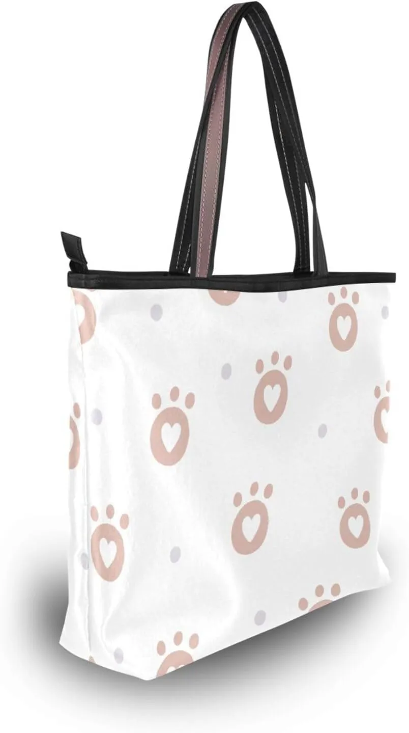 Tote Bags Reusable Water Resistant Grocery With Top Zipper Closure Shoulder Bag 2 Sizes Pattern 1