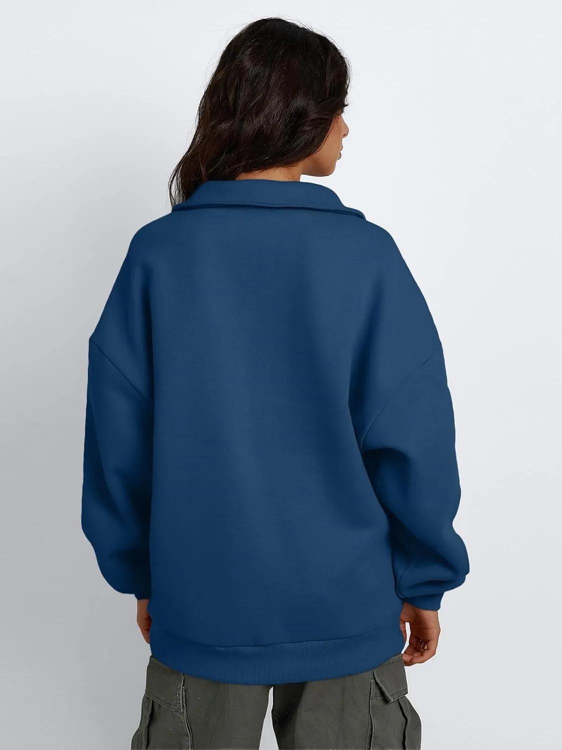 Trendy Queen Womens Half Zip Oversized Sweatshirts Casual Pullover Long Sleeve Shirts Fall Fashion 2024 Winter Clothes