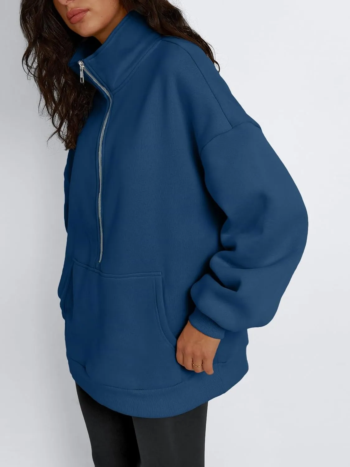 Trendy Queen Womens Half Zip Oversized Sweatshirts Casual Pullover Long Sleeve Shirts Fall Fashion 2024 Winter Clothes