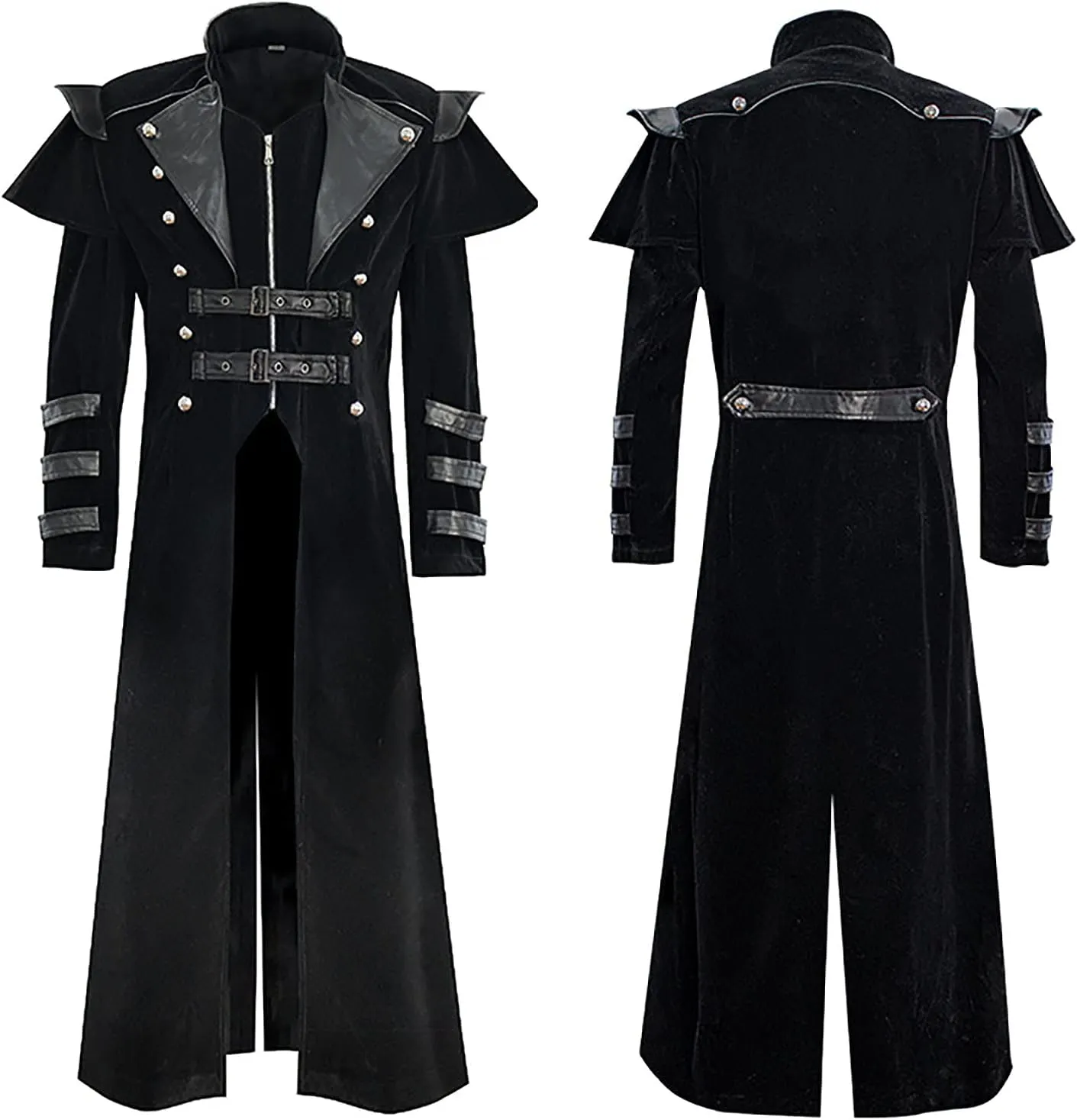 tuduoms Mens Steampunk Vintage Tailcoat Jacket Gothic Medieval Long Trench Coat Jacket Halloween Cosyplay Costume Pirate Coat