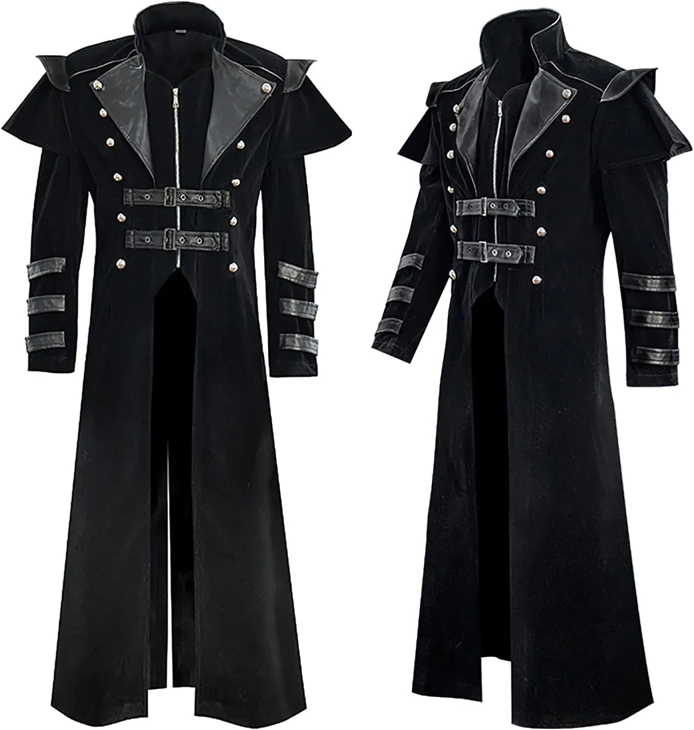 tuduoms Mens Steampunk Vintage Tailcoat Jacket Gothic Medieval Long Trench Coat Jacket Halloween Cosyplay Costume Pirate Coat