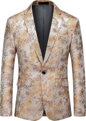 UNINUKOO Mens Floral Blazer Jacket Slim Fit Paisley Tuxedo Suit Party Dress Wedding Sport Coat for Men