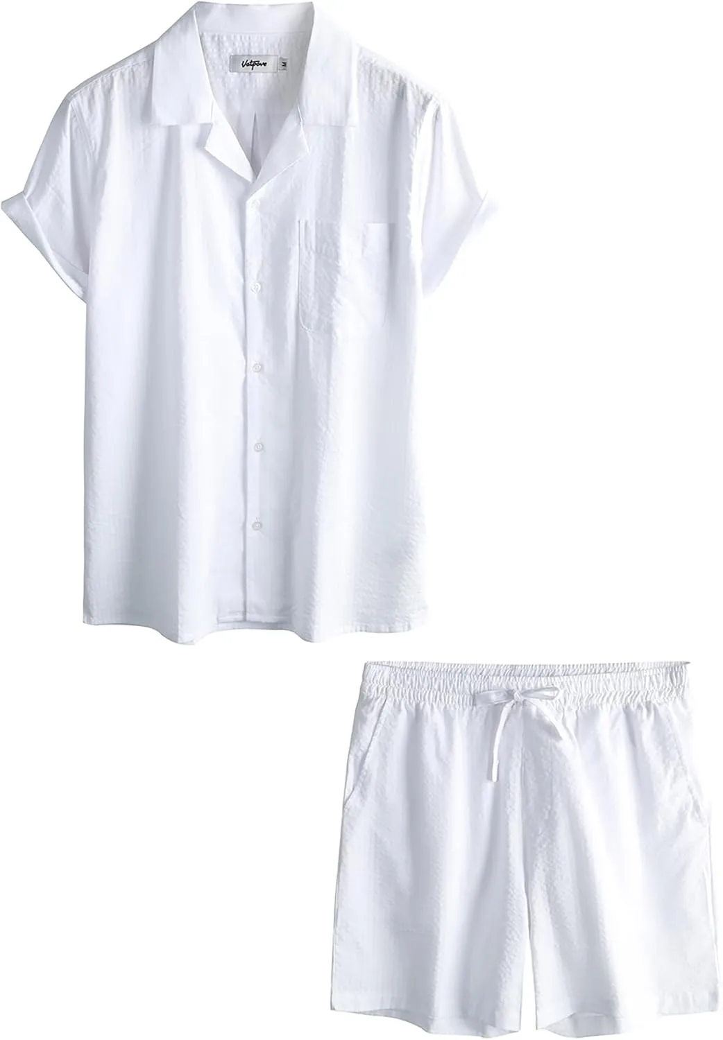 VATPAVE Mens Casual 2 Piece Outfits Short Sleeve Button Down Hawaiian Summer Shirts Beach Short Sets