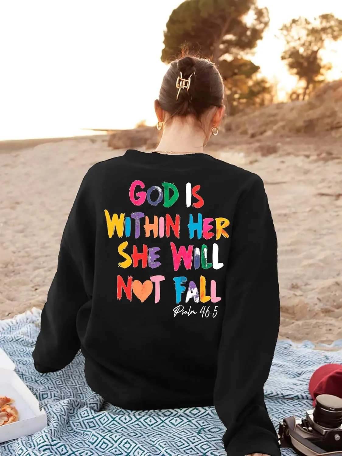 VILOVE Christian Sweatshirt Women Bible Verse Pullover Christian God Is Within Her Long Sleeve Inspirational Blouse Top