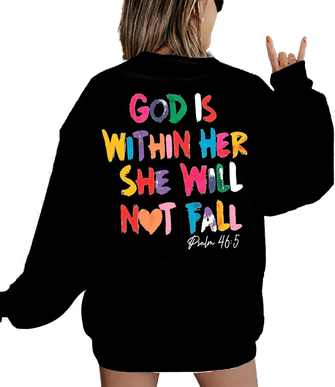 VILOVE Christian Sweatshirt Women Bible Verse Pullover Christian God Is Within Her Long Sleeve Inspirational Blouse Top