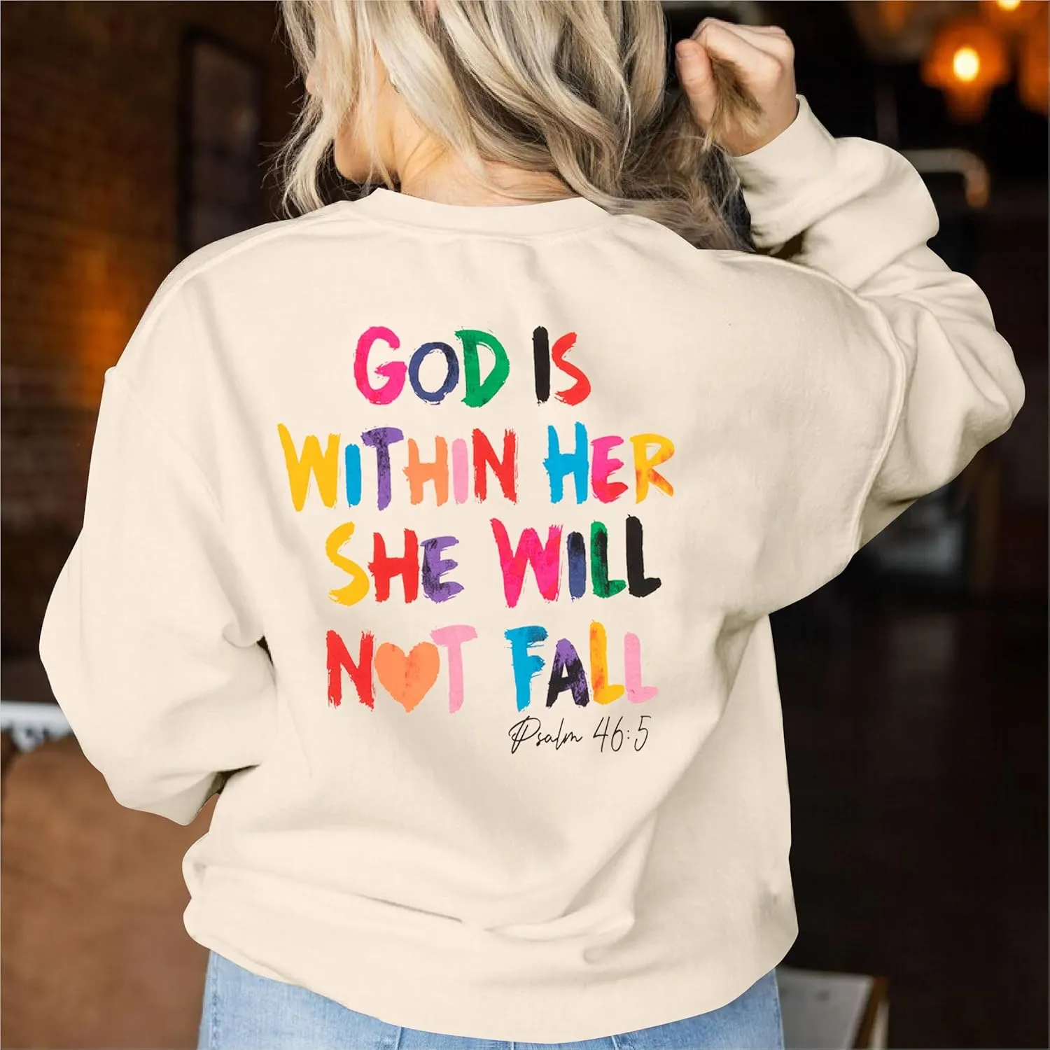 VILOVE Christian Sweatshirt Women Bible Verse Pullover Christian God Is Within Her Long Sleeve Inspirational Blouse Top