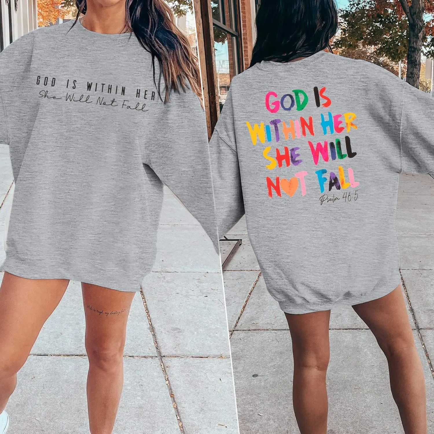 VILOVE Christian Sweatshirt Women Bible Verse Pullover Christian God Is Within Her Long Sleeve Inspirational Blouse Top
