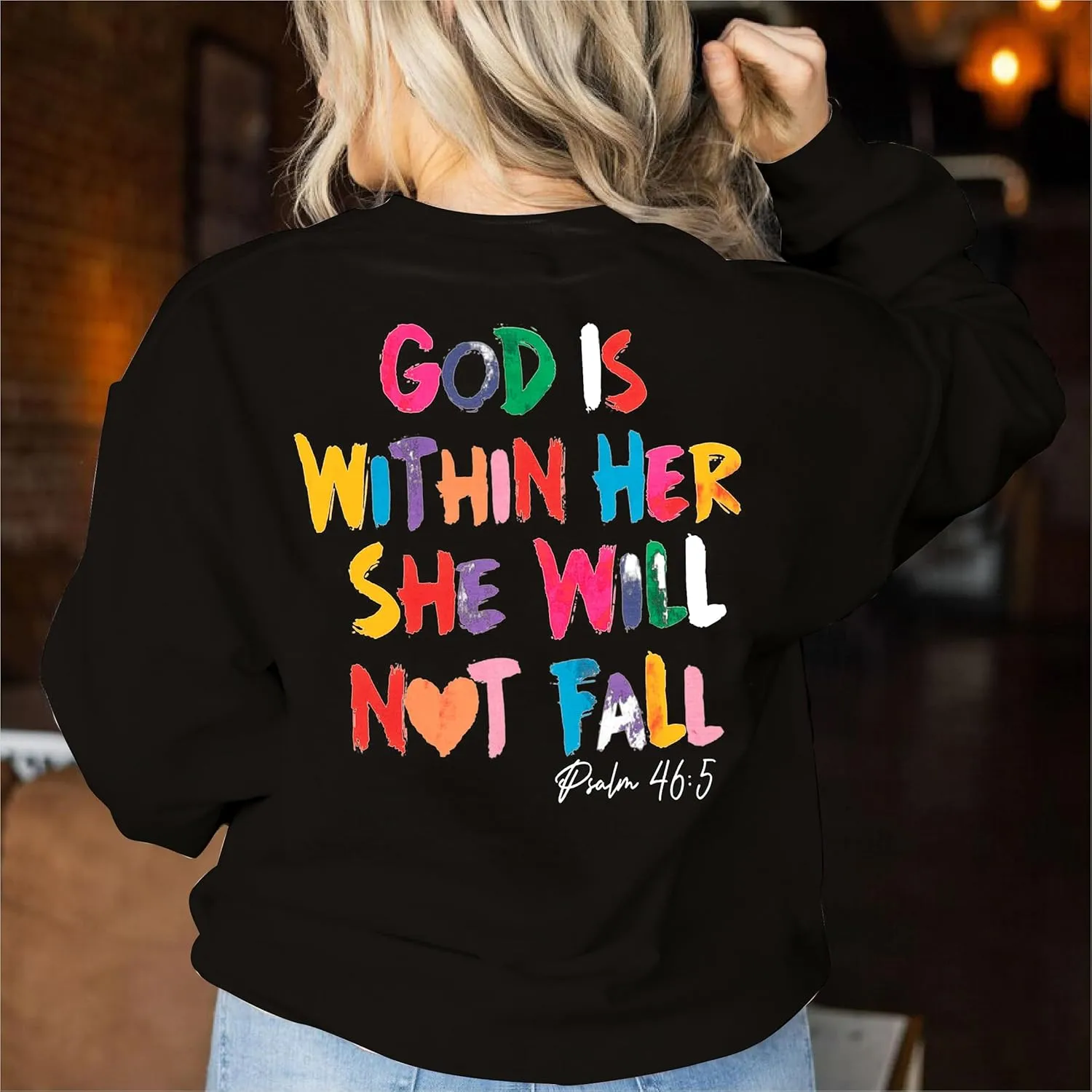 VILOVE Christian Sweatshirt Women Bible Verse Pullover Christian God Is Within Her Long Sleeve Inspirational Blouse Top