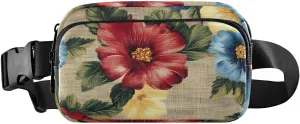 Vintage Flowers Fanny Pack Water Resistant, Women Men Waist Pack Sling Bag Purse for Travel Hiking
