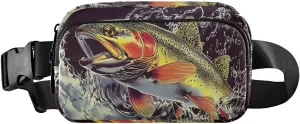Vintage Trout Fanny Pack Water Resistant, Women Men Waist Pack Sling Bag Purse for Travel Hiking