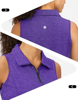 Viodia Women's Sleeveless Golf Shirt with Zip Up Tennis Quick Dry Tank Tops Polo Shirts for Women Golf Apparel Clothes