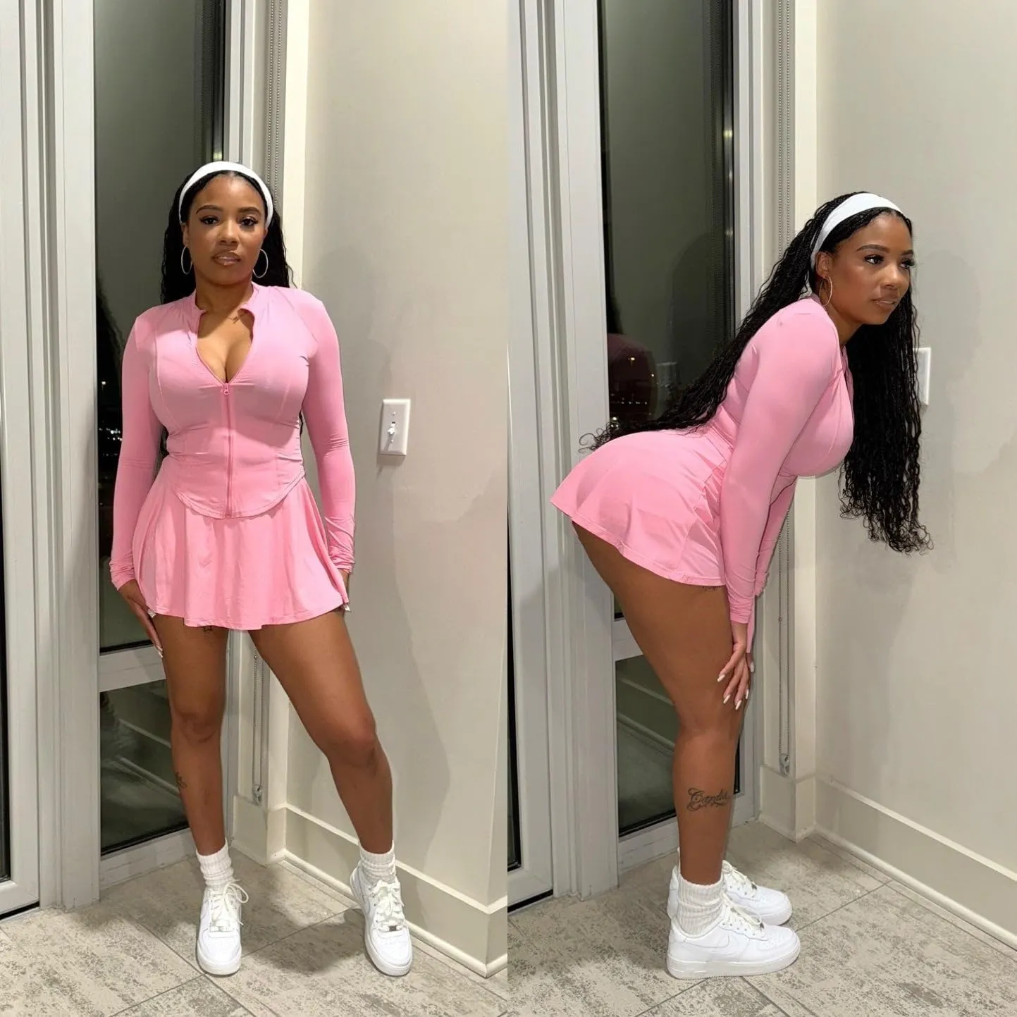 Vssjavun Women 2 Piece Mini Skirt Sets with Long Sleeve Zipper Workout Jacket Sweatsuit Tracksuit Tennis Outfits