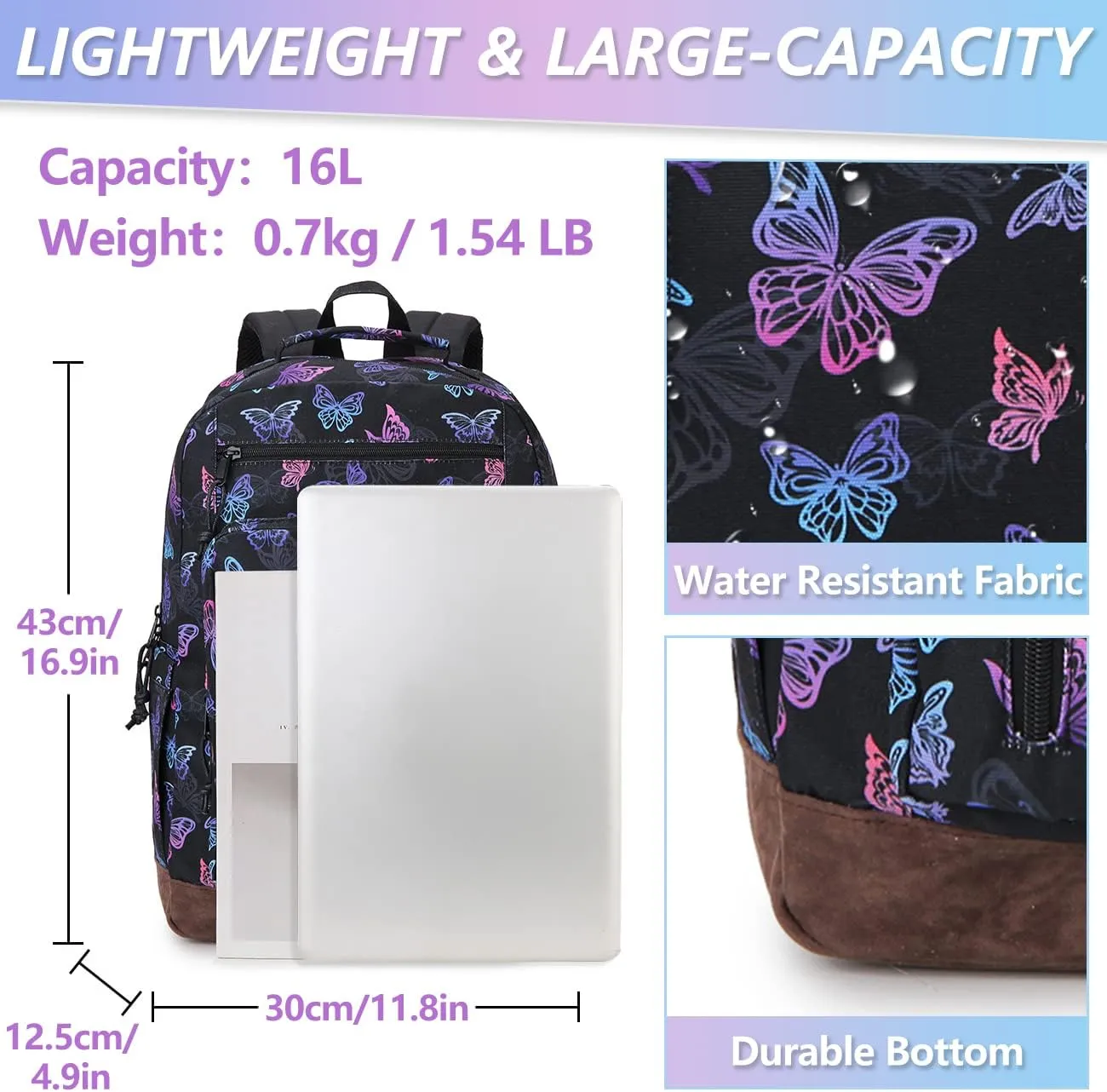 VX VONXURY Backpack for Men Women,Lightweight Bookbag with Mulitiple Pockets,Classical Water Resistant Travel Backpack